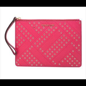 COPY - MK Rubin red extra large leather clutch.